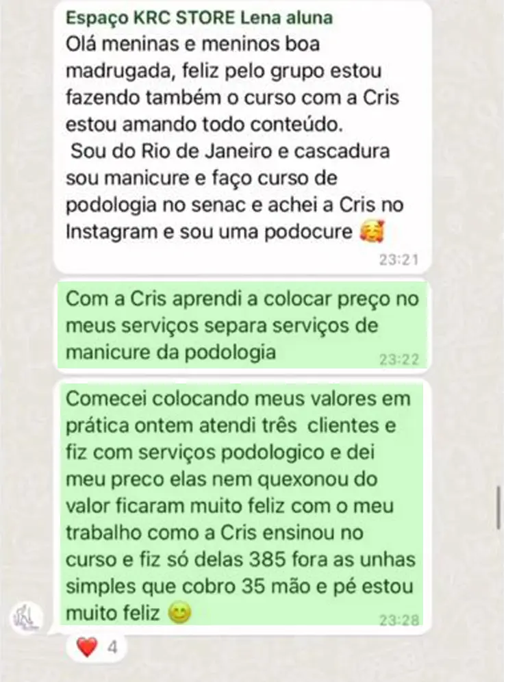 Depoimento de aluna Podocure